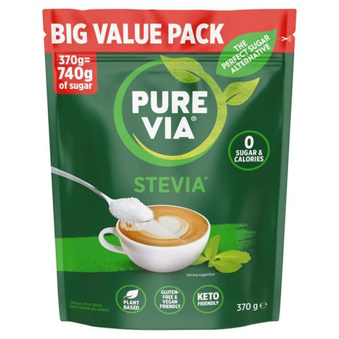Pure Via Stevia Leaf Zero Calories Sweetener 370g (Pack of 2)