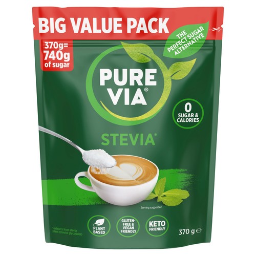 Pure Via Stevia Leaf Zero Calories Sweetener 370g (Pack of 2)