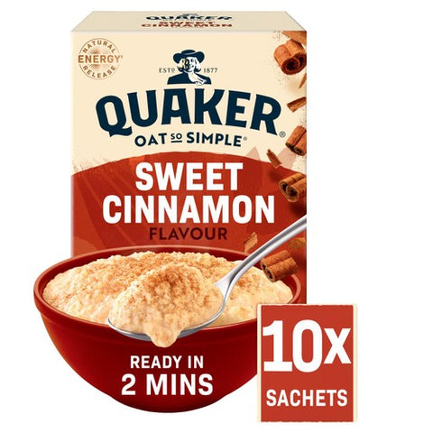 Quaker Oat So Simple Sweet Cinnamon Porridge Sachets Cereal 10 x 33g (Pack of 3)