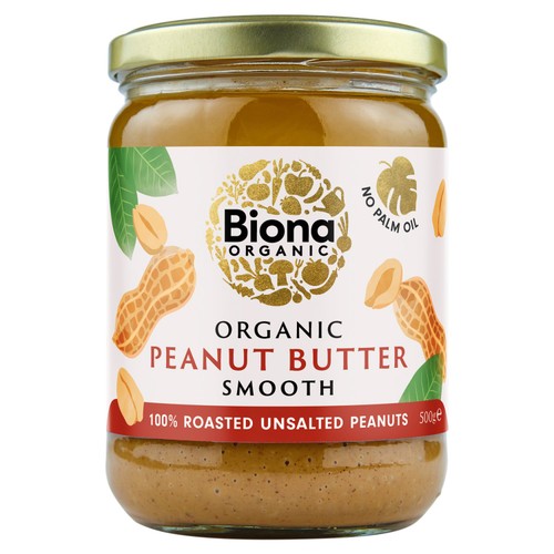 Biona Organic Peanut Butter Smooth 500g (Pack of 2)