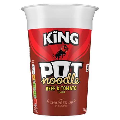 King Pot Noodle Beef & Tomato 114g (Pack of 3)