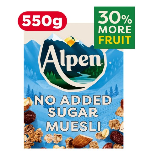 Alpen Muesli No Added Sugar 550g (Pack of 3)