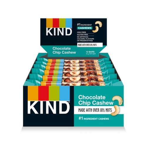 KIND Chocolate Chip Cashew Snack Bar 12 x 40g (Pack of 3)