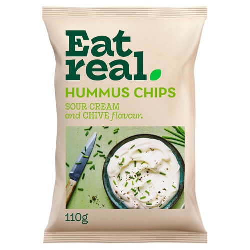 Eat Real Hummus Chips Sour Cream & Chive Sharing 110g (Pack of 3)