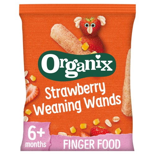 Organix Strawberry Weaning Wands Organic Baby Puffs 6 months+ 25g (Pack of 3)