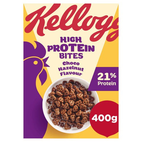 Kellogg's High Protein Bites Choc Hazelnut Breakfast Cereal 400g (Pack of 3)