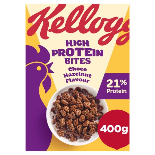 Kellogg's High Protein Bites Choc Hazelnut Breakfast Cereal 400g (Pack of 3)