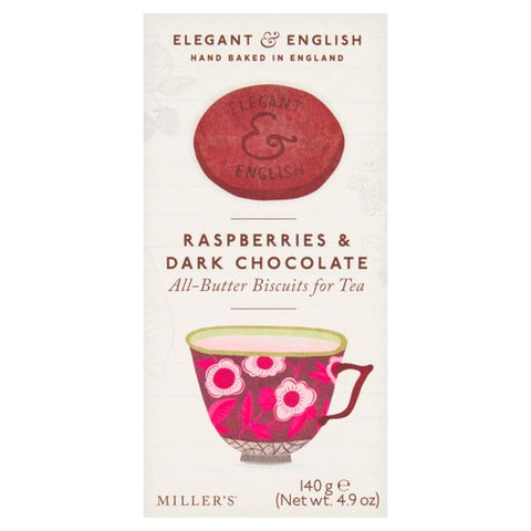 Miller's Elegant English Raspberries Dark Chocolate Biscuits 140g (Pack 2)