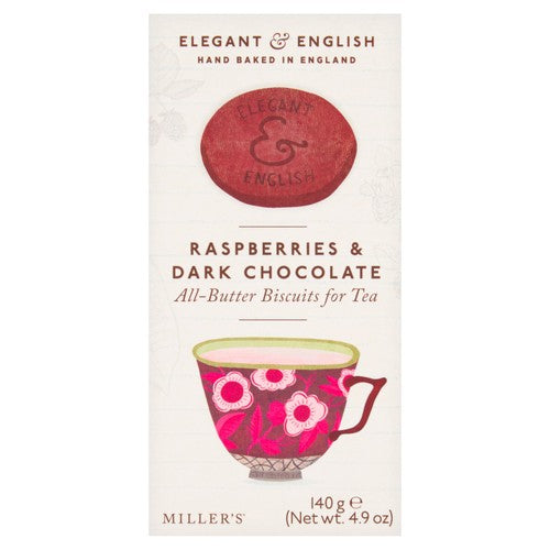 Miller's Elegant English Raspberries Dark Chocolate Biscuits 140g (Pack 2)