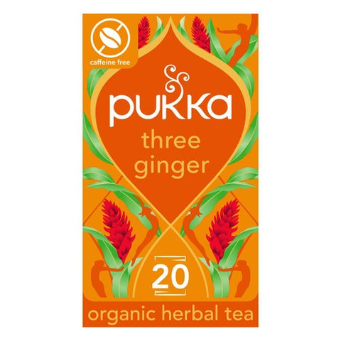 Pukka Organic Three Ginger Tea Home-Compostable Herbal Tea Bags 20's (Pack of 3)