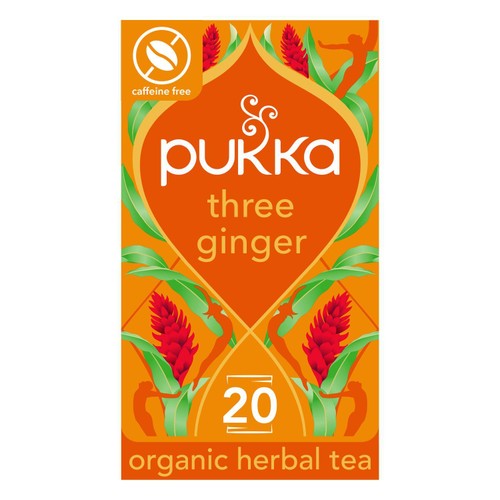 Pukka Organic Three Ginger Tea Home-Compostable Herbal Tea Bags 20's (Pack of 3)