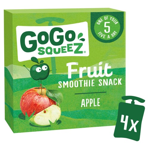 GoGo squeeZ Fruit Smoothie Snack Apple 4 x 90g (Pack of 3)