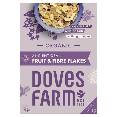 Doves Farm Organic Ancient Grain Fruit and Fibre Flakes 375g (Pack of 3)