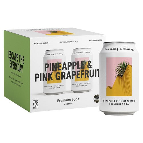 Something Nothing Pineapple Pink Grapefruit Premium Soda 4 x 330ml (Pack 2)