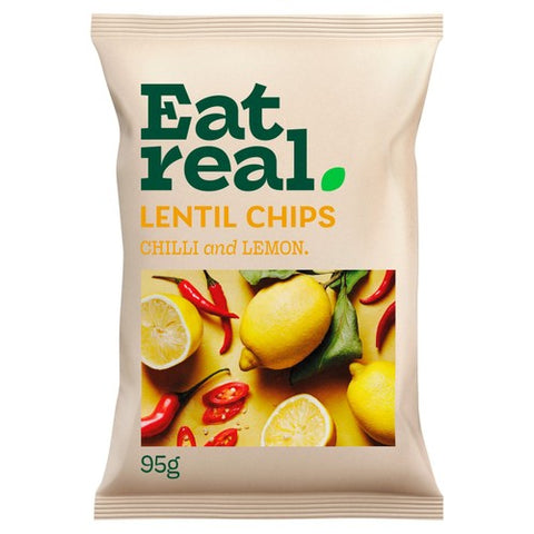 Eat Real Lentil Chips Chilli & Lemon Sharing 95g (Pack of 6)