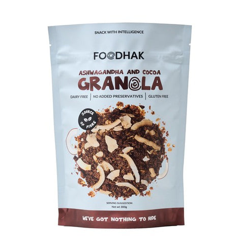Foodhak Ashwagandha and Cocoa Granola 16X300g (Pack of 3)