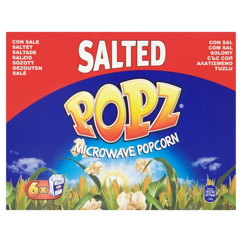 Popz Salted Microwave Popcorn 6 x 90g (Pack of 3)