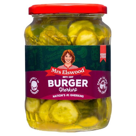Mrs Elswood Burger Gherkins 670g (Pack of 2)