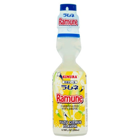 Kimura Ganso Ramune Yuzu Carbonated Soft Drink 200ml (Pack of 6)