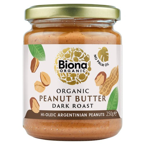 Biona Organic Hi Oleic Dark Roast Smooth Peanut Butter 250g (Pack of 2)