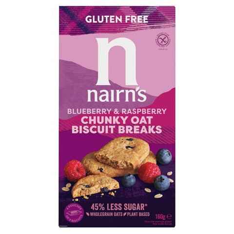 Nairn's Oats, Blueberry Raspberry Chunky Biscuit Breaks 160g (Pack 3)