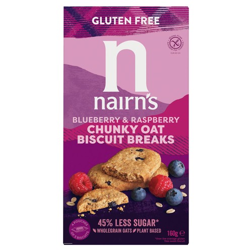 Nairn's Oats, Blueberry Raspberry Chunky Biscuit Breaks 160g (Pack 3)