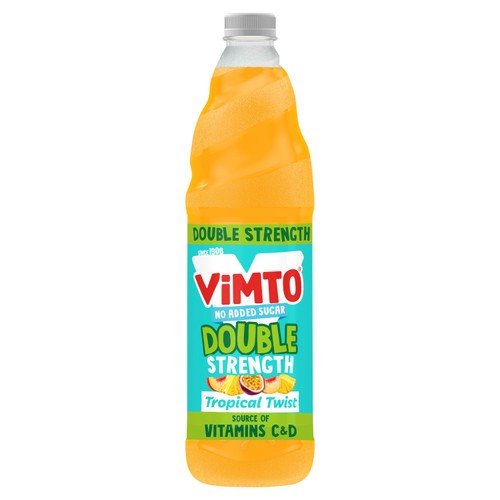 Vimto Double Concentrate No Added Sugar Tropical Twist Squash 725ml (Pack of 2)