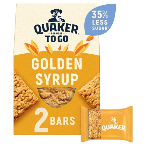 Quaker Porridge To Go Golden Syrup Breakfast Bars 2 x 55g (Pack of 3)