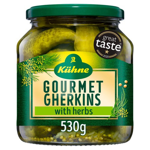Kuhne Gourmet Gherkins with Herbs 530g (Pack of 2)