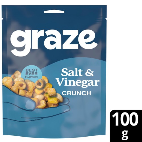 Graze Salt & Vinegar Crunch Sharing Bag Snack 100g (Pack of 6)