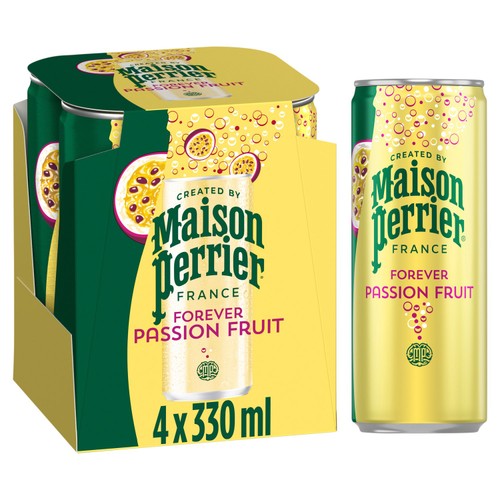 Maison Perrier Forever Passion Fruit Sparkling Water 4 x 330ml (Pack of 2)