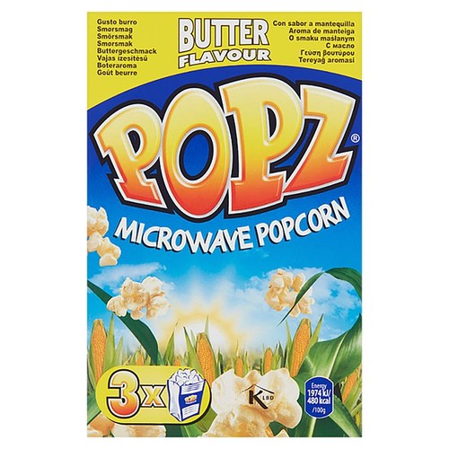 Popz Microwave Butter Popcorn 3 x 90g (Pack of 3)