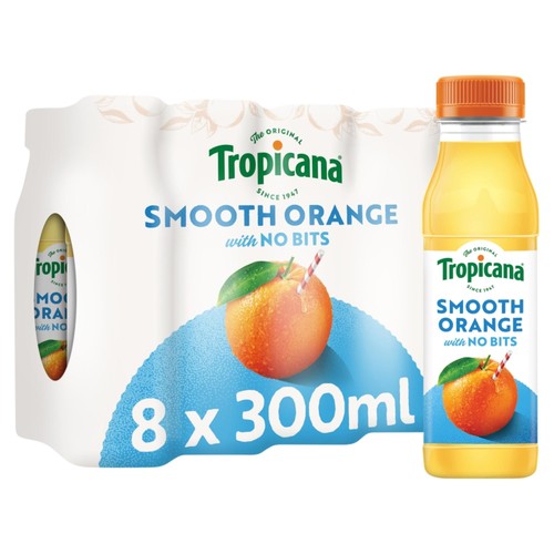 Tropicana Pure Smooth Orange Fruit Juice 8 x 300ml (Pack of 2)