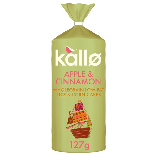 Kallo Apple & Cinnamon Rice Cakes 127g (Pack of 3)