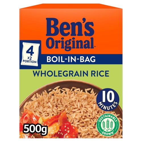 Ben's Original Boil In Bag Wholegrain Rice 4 x 125g (Pack of 2)