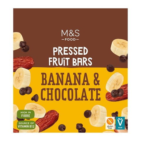 M&S Banana & Chocolate Bars 4 x 35g (Pack of 3)