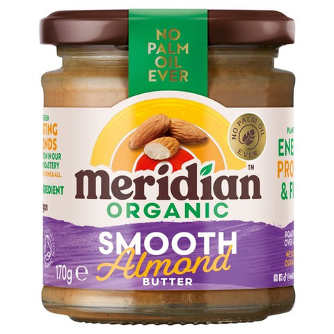Meridian Organic Smooth Almond Butter 100% Nuts 170g (Pack of 3)