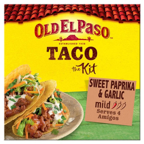 Old El Paso Mexican Sweet Paprika & Garlic Taco Kit with Shells 308g (Pack of 2)