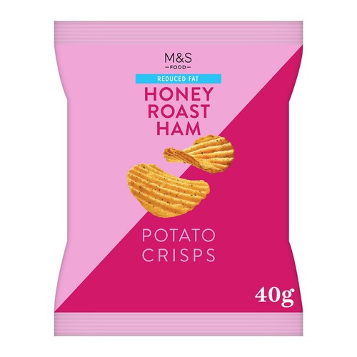 M&S Reduced Fat Honey Roast Ham Crisps 40g (Pack of 6)
