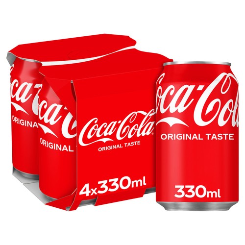 Coca-Cola Original Taste 4 x 330ml (Pack of 2)