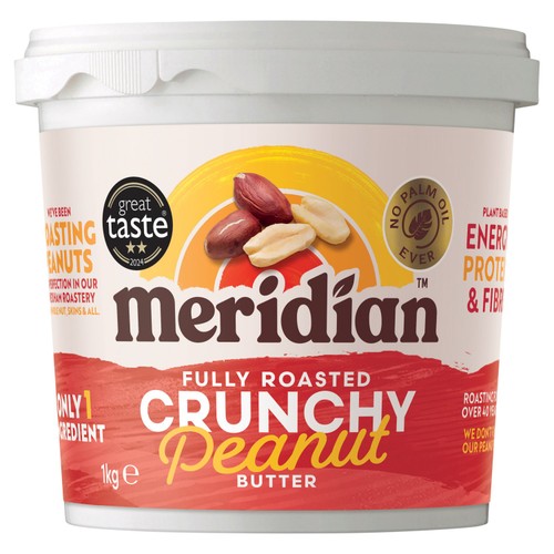 Meridian Crunchy Peanut Butter 100% 1kg (Pack of 2)