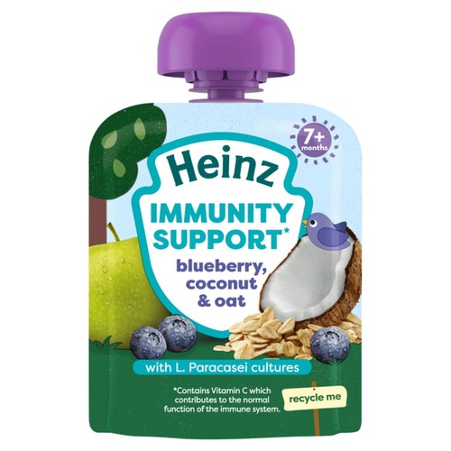 Heinz Immunity Support Baby Pouches, Blueberry Coconut & Oat 7M+ 85g (Pack of 2)