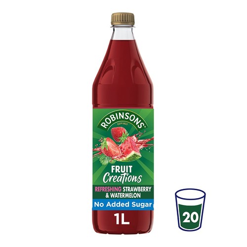 Robinsons Fruit Creations Strawberry & Watermelon No Added Sugar 1L (Pack of 2)