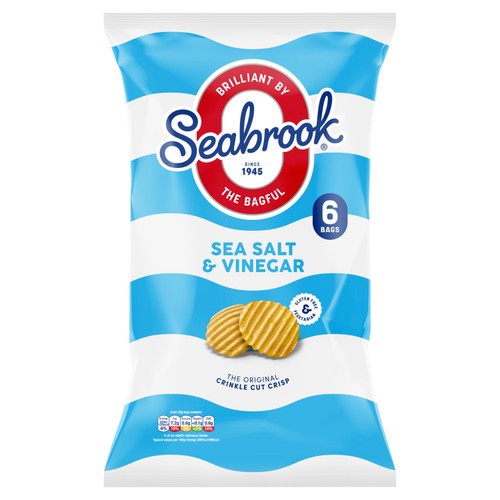 Seabrook Crinkle Cut Salt & Vinegar Crisps 6 x 25g (Pack of 3)