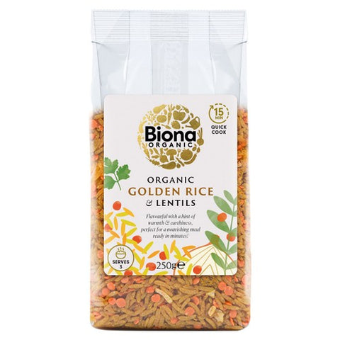 Biona Organic Golden Rice & Lentils 250g (Pack of 3)