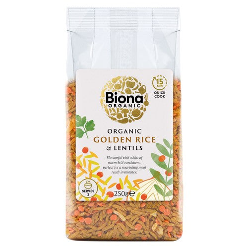 Biona Organic Golden Rice & Lentils 250g (Pack of 3)