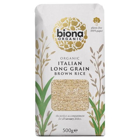 Biona Organic Long Grain Italian Brown Rice 500g (Pack of 3)
