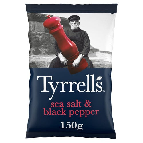 Tyrrells Sea Salt & Black Pepper Sharing Crisps 150g (Pack of 3)