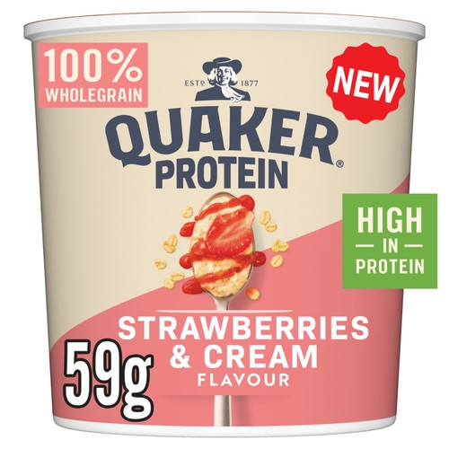 Quaker Oats High Protein Strawberries & Cream Porridge Pot 59g (Pack of 3)