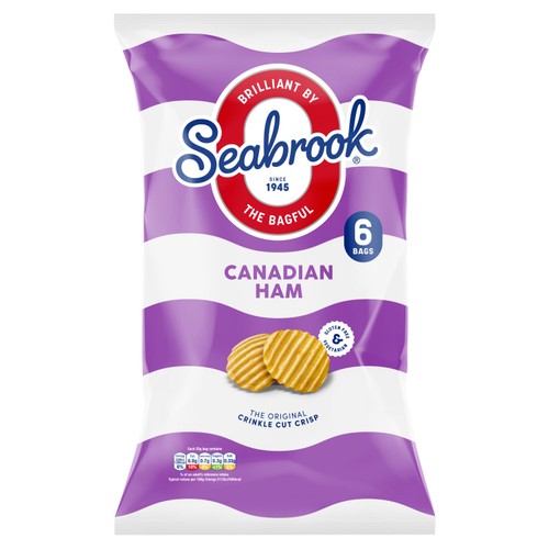 Seabrook Crinkle Cut Canadian Ham Crisps 6 x 25g (Pack of 6 )